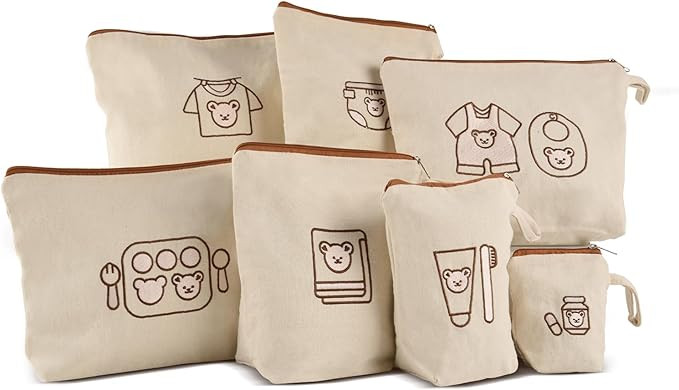 7PCs Diaper Bag Organizer Pouches for Baby Kids Travel Essential Storage, Large Waterproof and Zi... | Amazon (US)