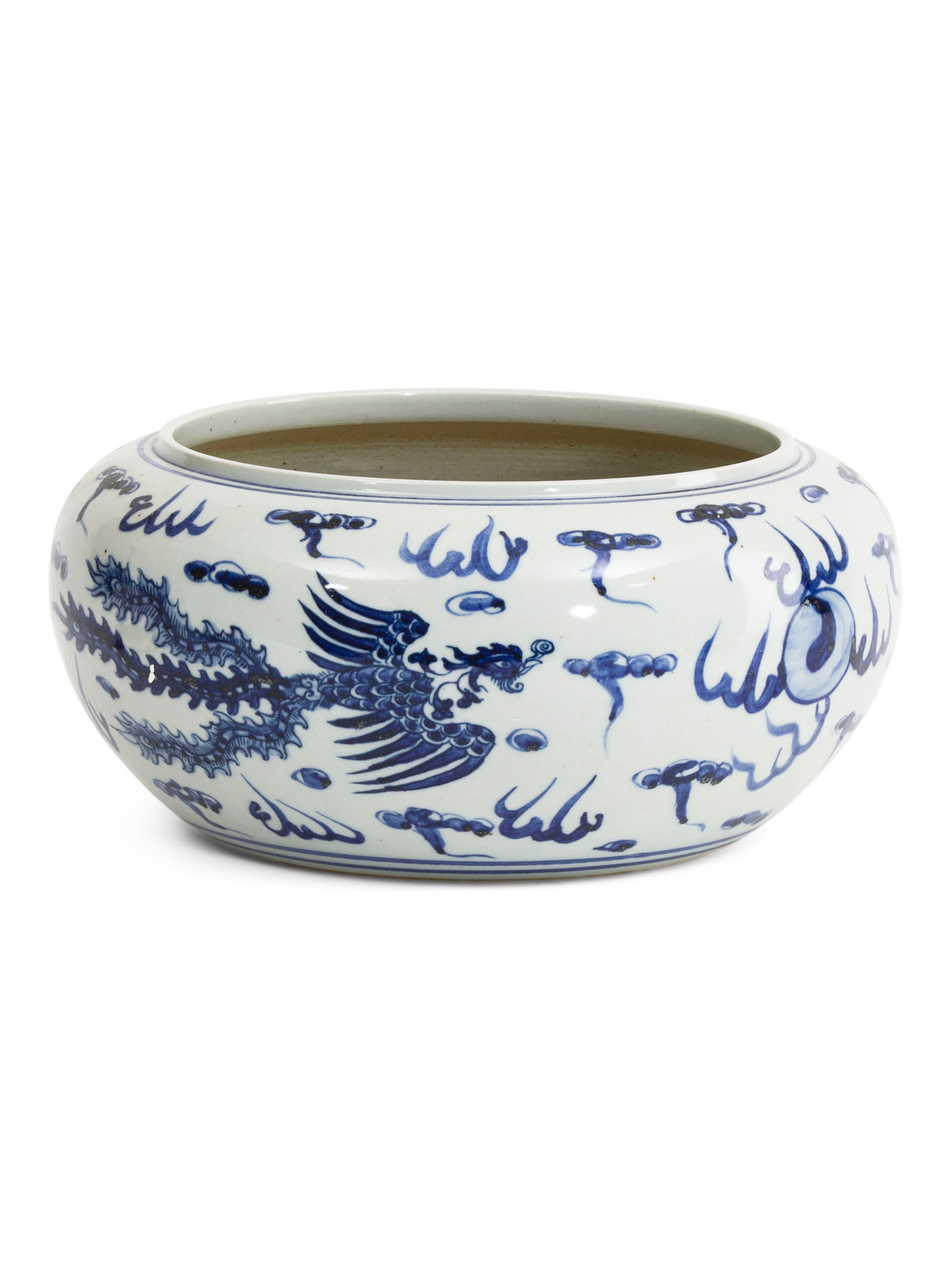 12x5.5 Porcelain Shallow Dragon Bowl Planter | TJ Maxx