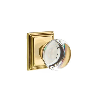 Emtek Privacy Knobset w/ Wilshire Rosette and Providence Glass Knob | Wayfair North America