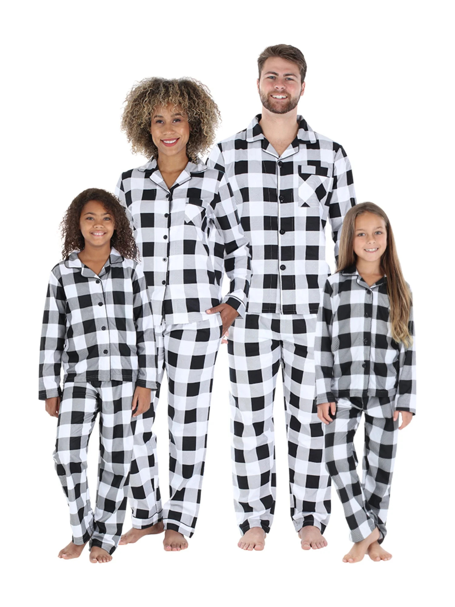 SleepytimePjs Christmas Family Matching Black & White Plaid Flannel Pajamas | Walmart (US)