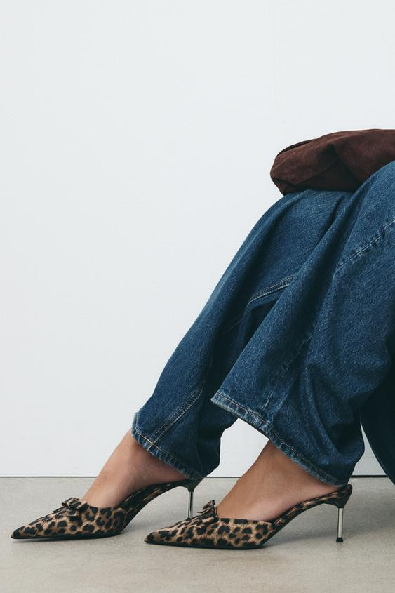 ANIMAL PRINT BOW HIGH HEEL MULES | Zara US