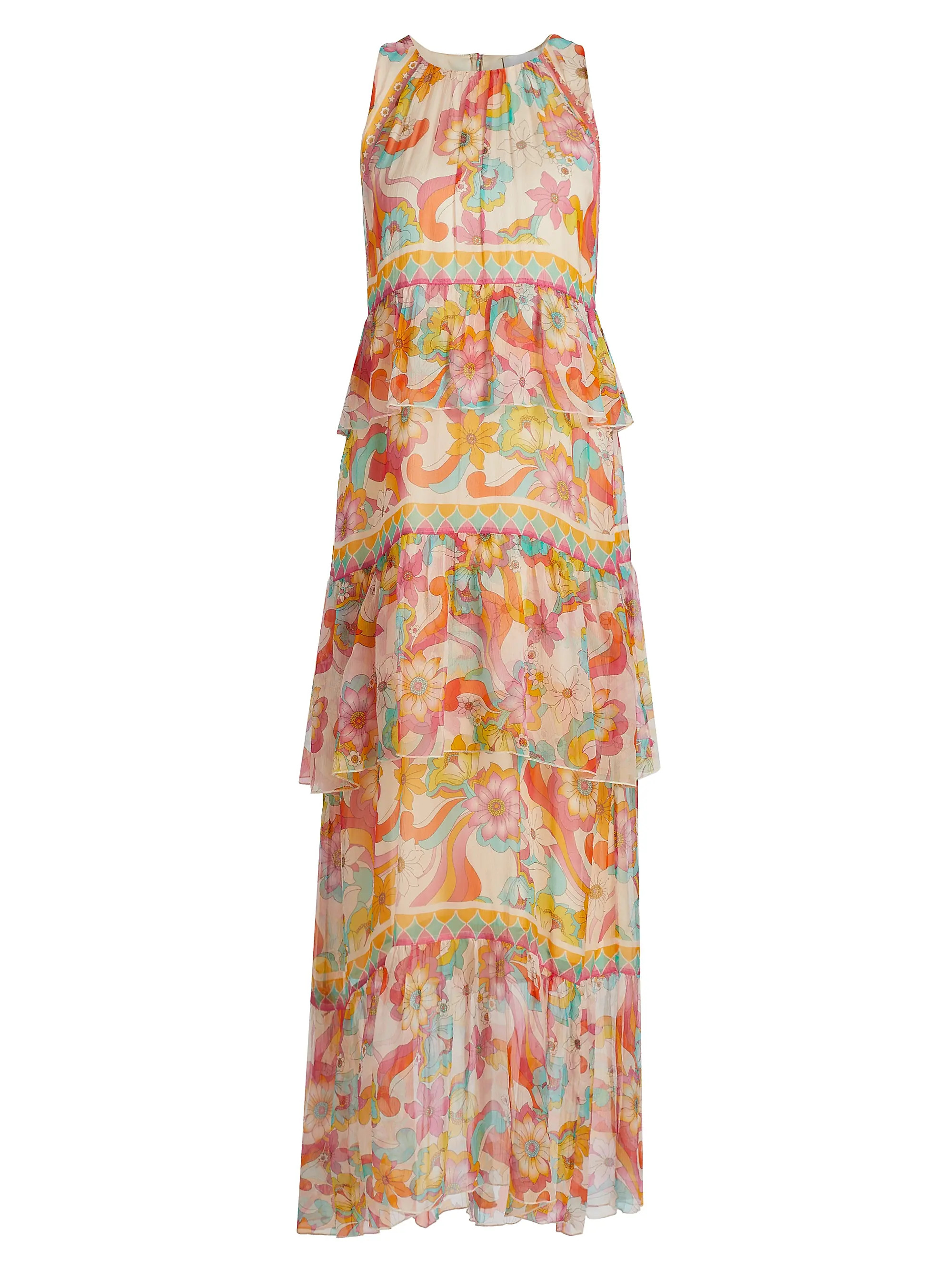 Karina Floral Silk Tiered Maxi Dress | Saks Fifth Avenue