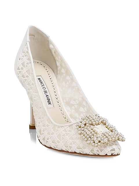 Manolo Blahnik Hangisi 90 Lace Embellished Buckle Pumps | Saks Fifth Avenue