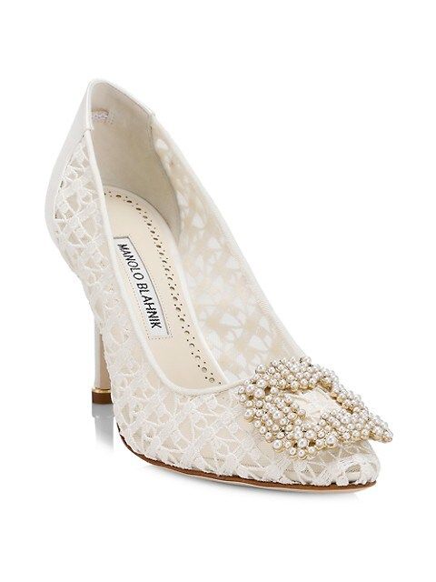 Manolo Blahnik Hangisi 90 Lace Embellished Buckle Pumps | Saks Fifth Avenue
