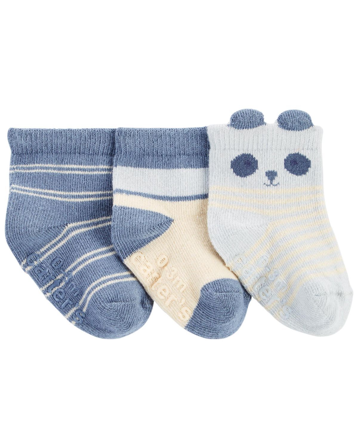 Blue/White Baby 3-Pack Panda Booties | carters.com | Carter's