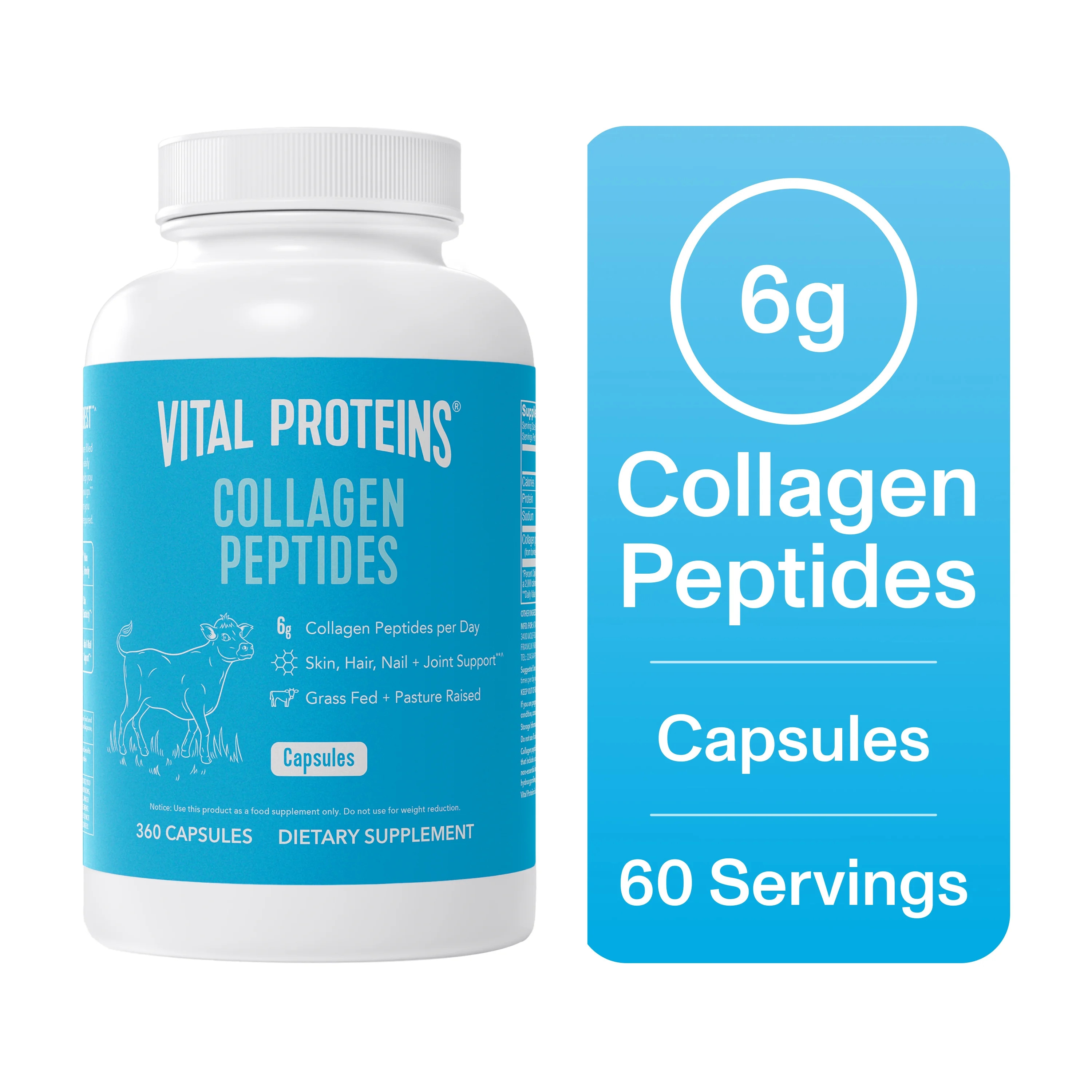 Vital Proteins Collagen Peptides Capsules for Women, Collagen Supplement 360 Capsules | Walmart (US)