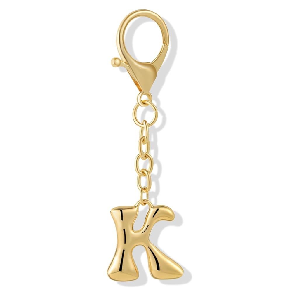 Gold Plated Bubble Initial Letter Keychain for Women Car Key Bag Purse Decorative Keyring Charm A... | Amazon (US)