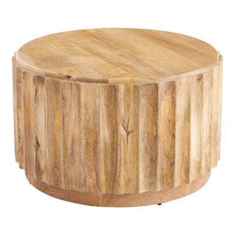 Round Driftwood Ridged Ishan Coffee Table | World Market