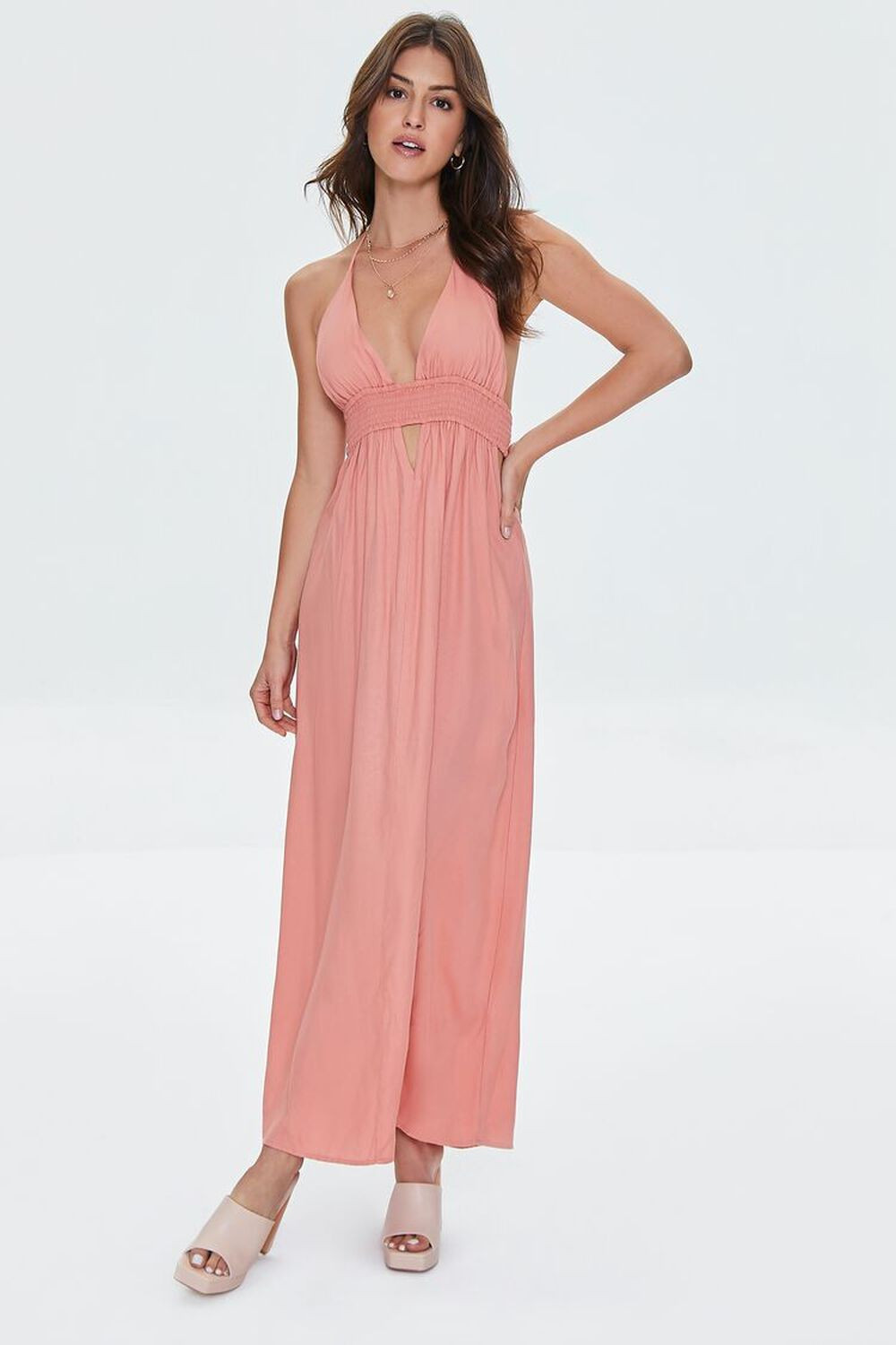 Cutout Plunging Halter Maxi Dress | Forever 21 (US)