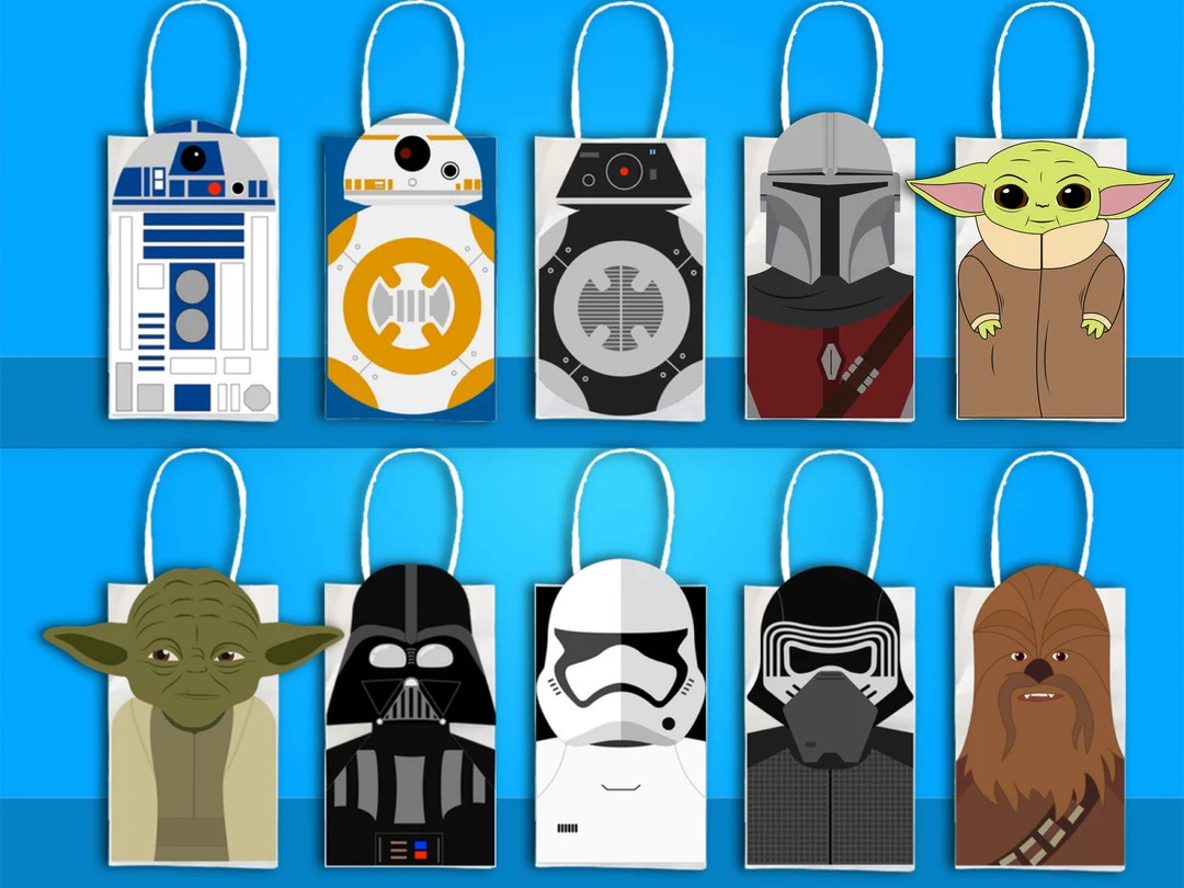 Star Wars Party Favor Bag, Star Wars Party Goodie Bag, R2D2, BB8, Yoda, Chewbacca, Stormtrooper, ... | Etsy (US)