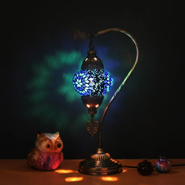 Asylove Mosaic Moroccan Swan Lamp, Turkish Tiffany Lamp, Decorative Table Lamp, Globe Desk Lamp, ... | Walmart (US)