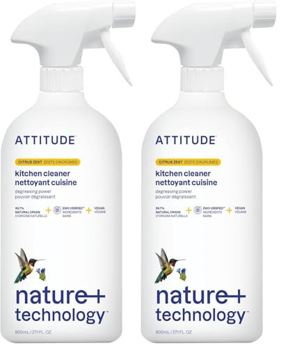 ATTITUDE Kitchen Cleaner, EWG Verified, Advanced Degreasing Power, Plant and Mineral-Based, Vegan, Citrus Zest, 27.1 Fl Oz (Pack of 2) | Amazon (US)