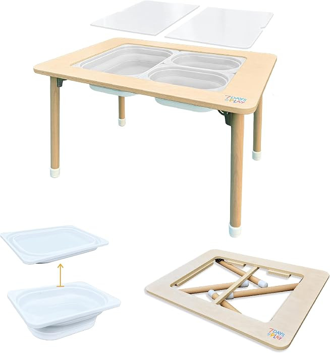 7 Days of Play Sensory Play Activity Table with Foldable Legs, Storage Bins, and Lid | Amazon (US)