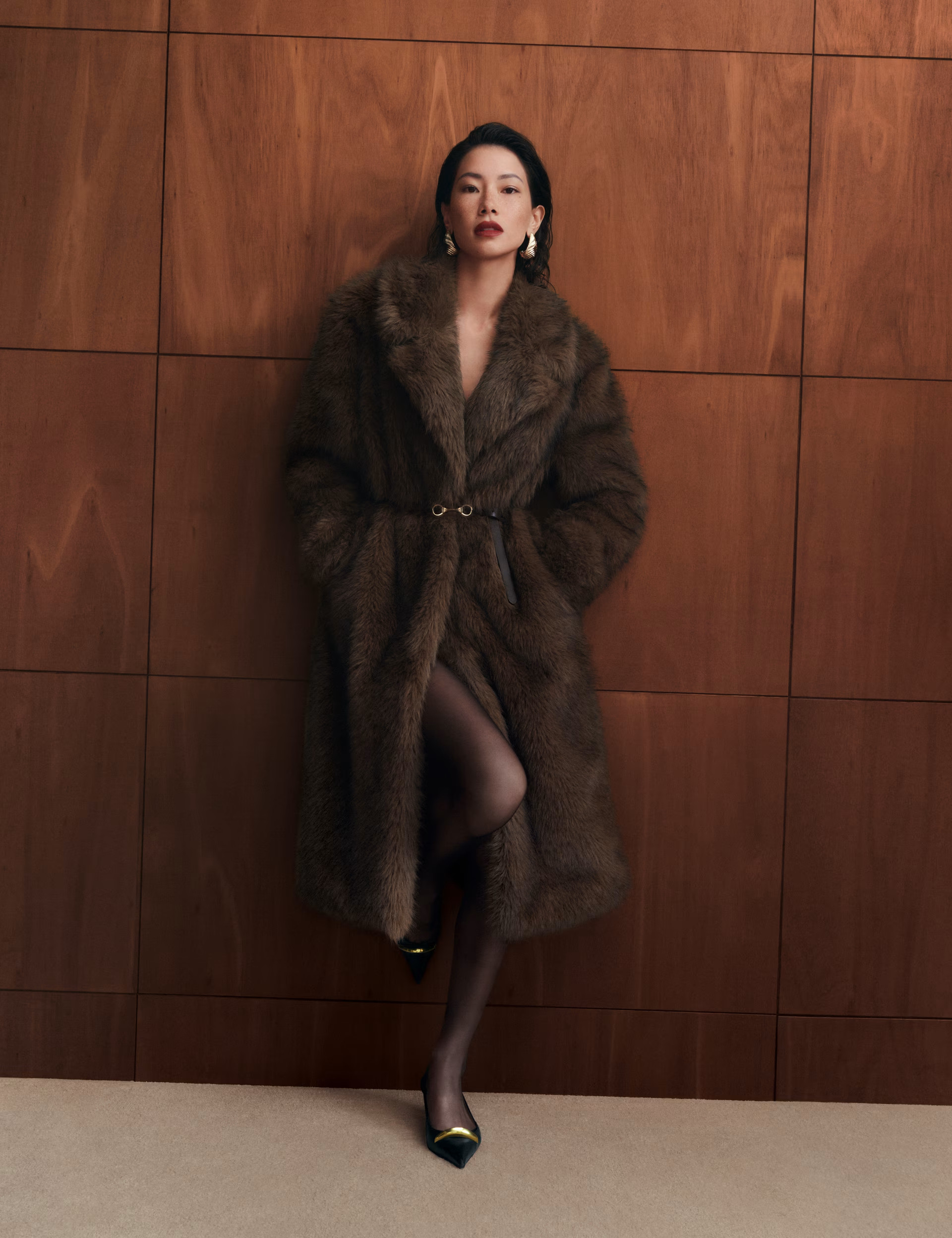 Faux Fur Single Breasted Longline Coat | Marks & Spencer (UK)