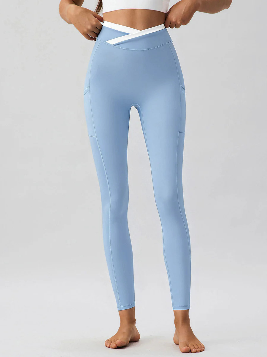 Light Blue Natural Waisted Leggings 25" & Reviews - Light Blue - Sustainable Yoga Bottoms | BERLO... | BERLOOK