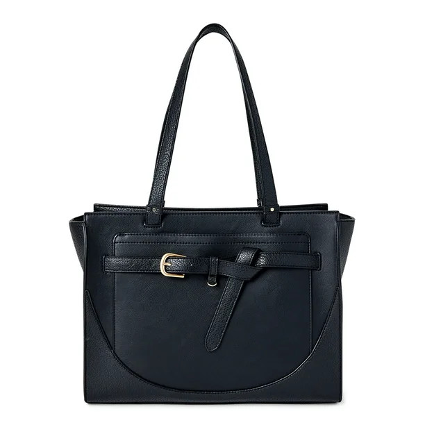Time and Tru Women's Kara Contemporary Satchel Tote Handbag, Black - Walmart.com | Walmart (US)