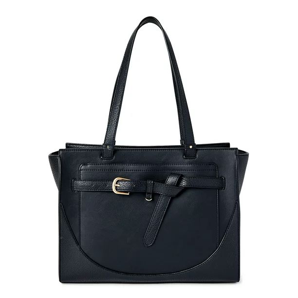 Time and Tru Women's Kara Contemporary Satchel Tote Handbag, Black | Walmart (US)