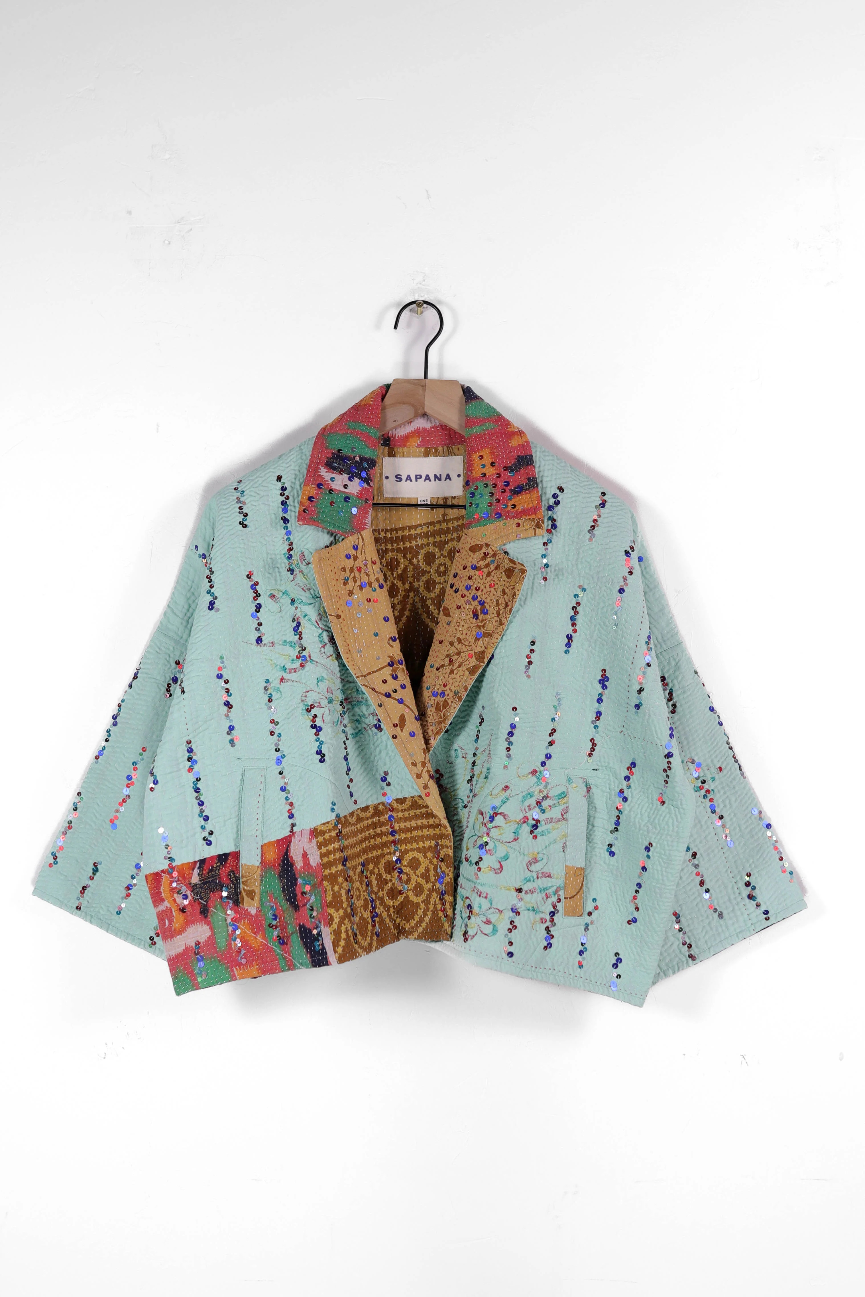 Vintage Kantha Blanket Coat The Round Top Blanket Coat | Sapana