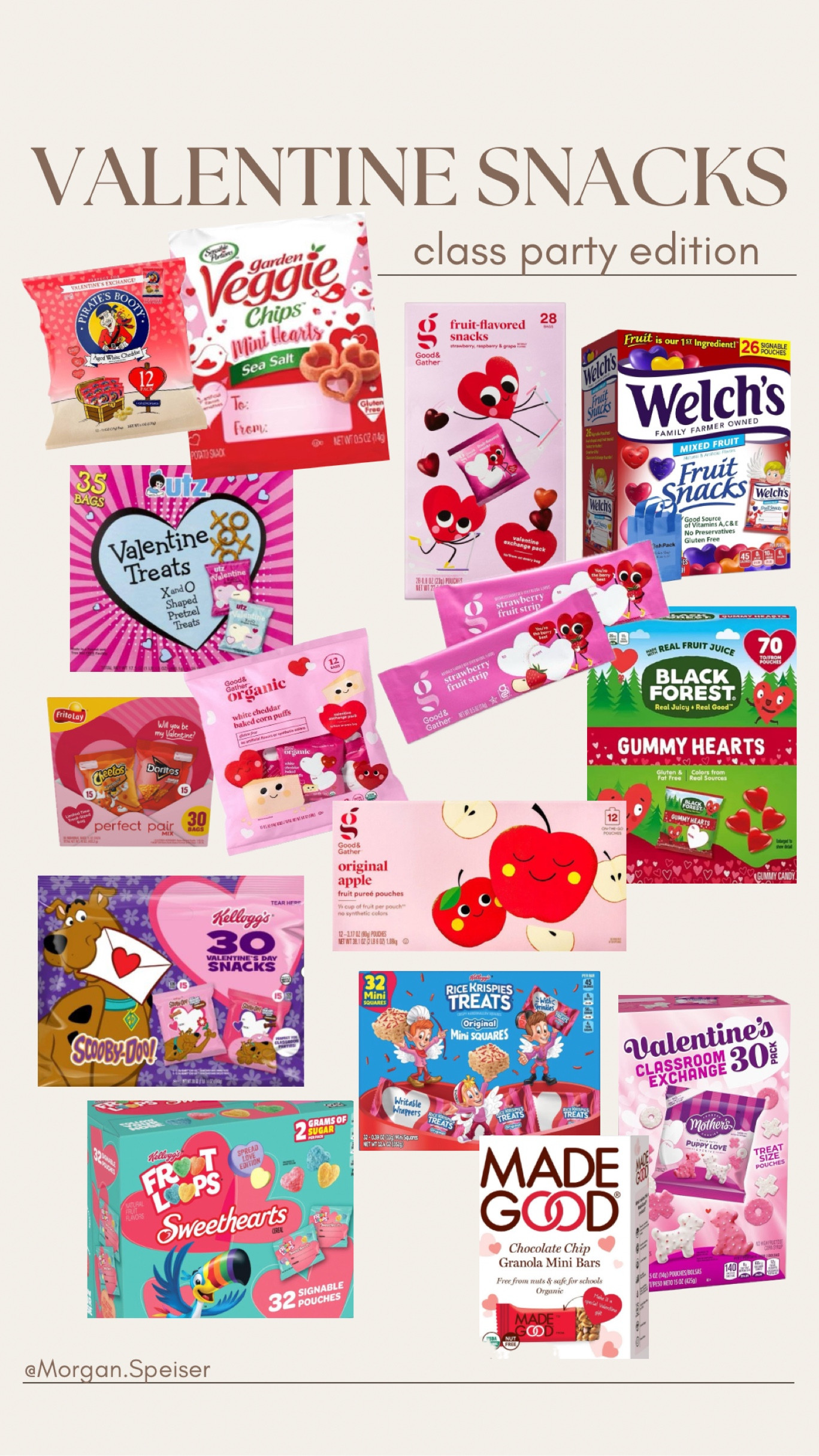 Valentine’s Day classroom party snacks 

As a former teacher I know most schools prefer pre-packaged snacks to homemade treats for class parties. 
So I scoured the Internet for you & found several options ♥️

@Morgan.Speiser 
classroom snacks, teacher things, parenting hacks, party snacks, valentines for kids, class valentines, valentine snacks. 

#LTKGiftGuide #LTKparties #LTKSeasonal
