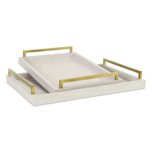 Contemporary Home Living Set of 2 Rectangular Linen Tray with Handles 17.75" | Walmart (US)