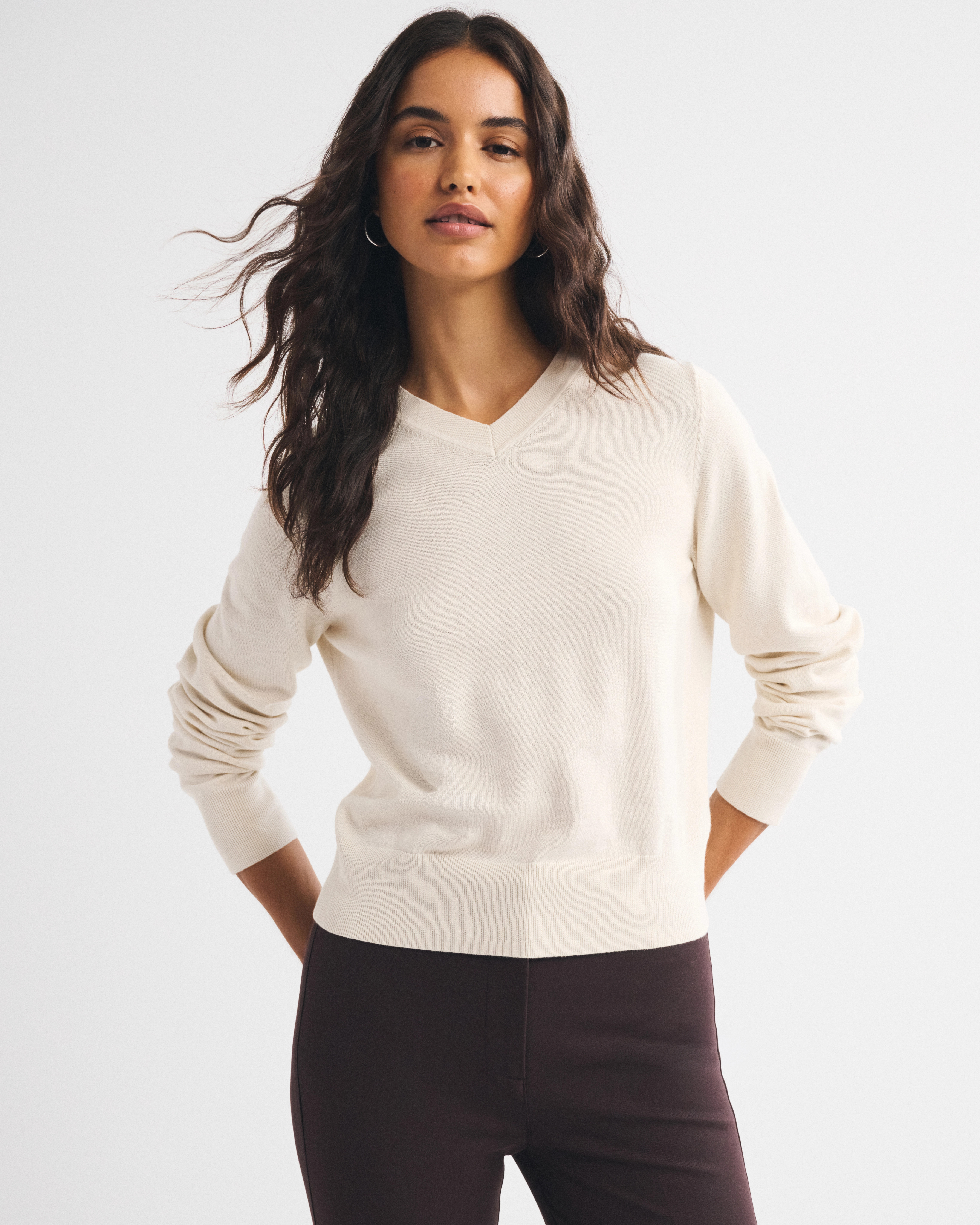 Cotton-Cashmere V-Neck Sweater | Abercrombie & Fitch (US)