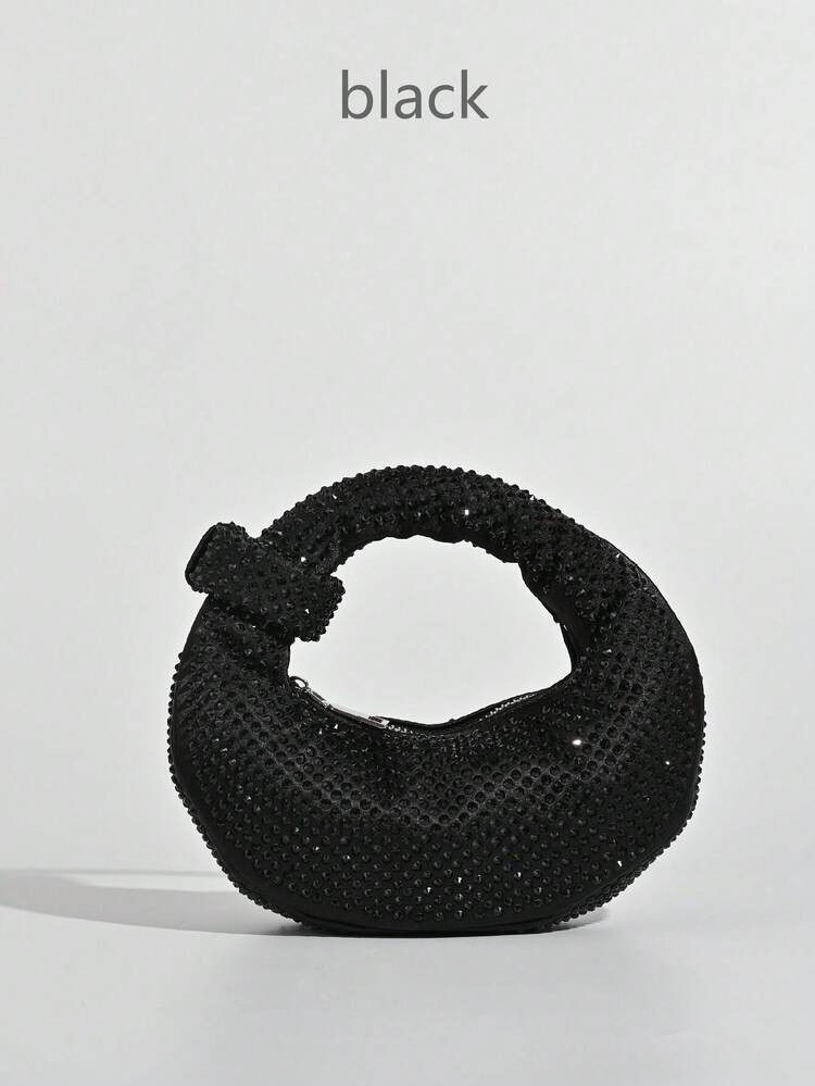 A Glittering Moon Shaped Purse, Elegant Party Clutch Bag With Abacus Design, Bling Bling Rhinestone Women's Handbag, Chic Casual Shoulder Bag, Sparkling Glitter Bag, An Interesting Gift For Women On Valentine's Day | SHEIN