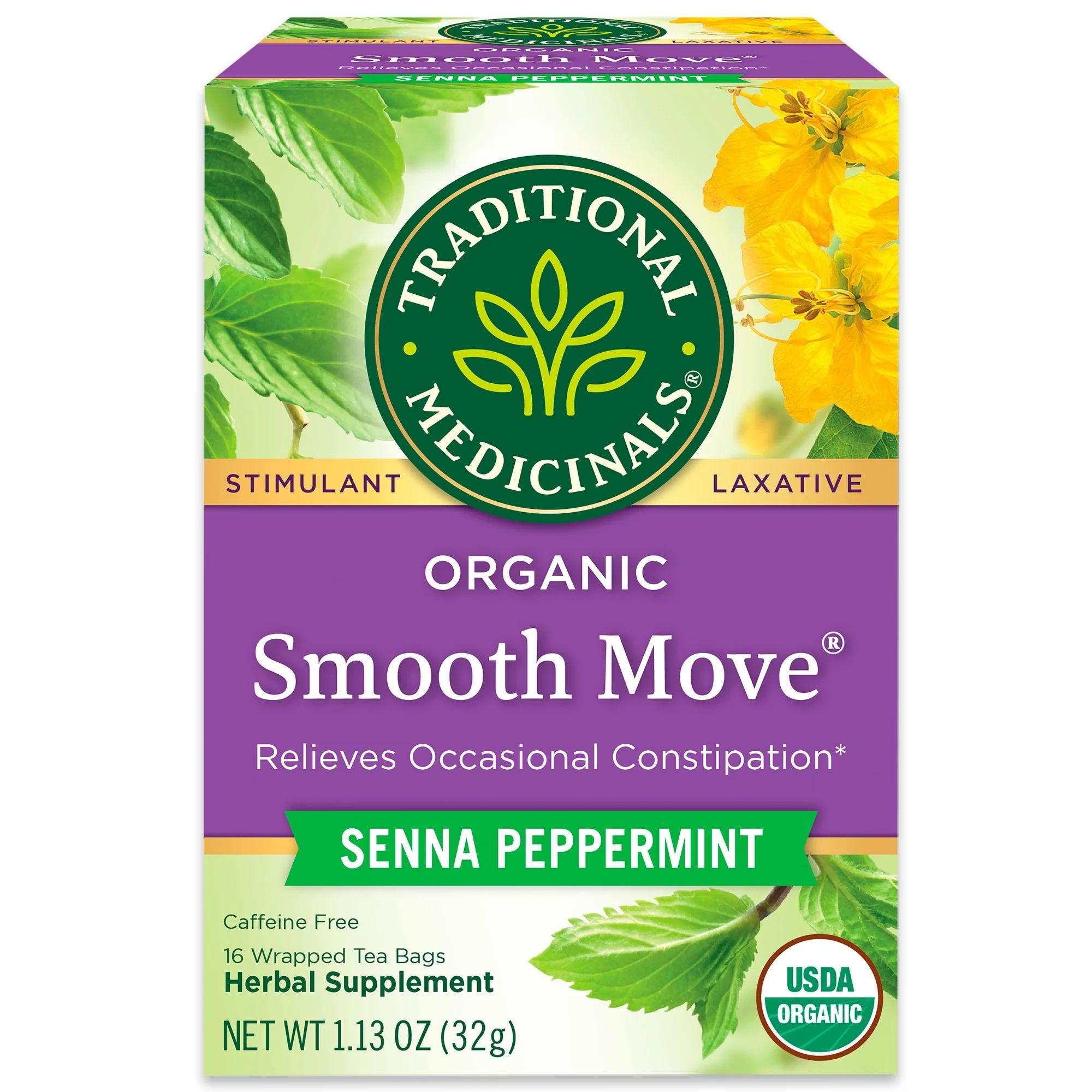 Traditional Medicinals Organic Smooth Move Peppermint Herbal Laxative Tea Bags, 16 Ct | Walmart (US)