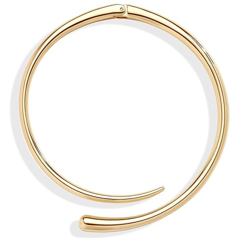 GoldGifts Statement Chunky Gold Choker Necklace, 14K Gold Plated Teardrop Cuff Choker Collar, Non Tarnish Waterproof Open Cuff Bangle Fashionable Thick Wrap Jewelry Gifts for Women | Amazon (US)