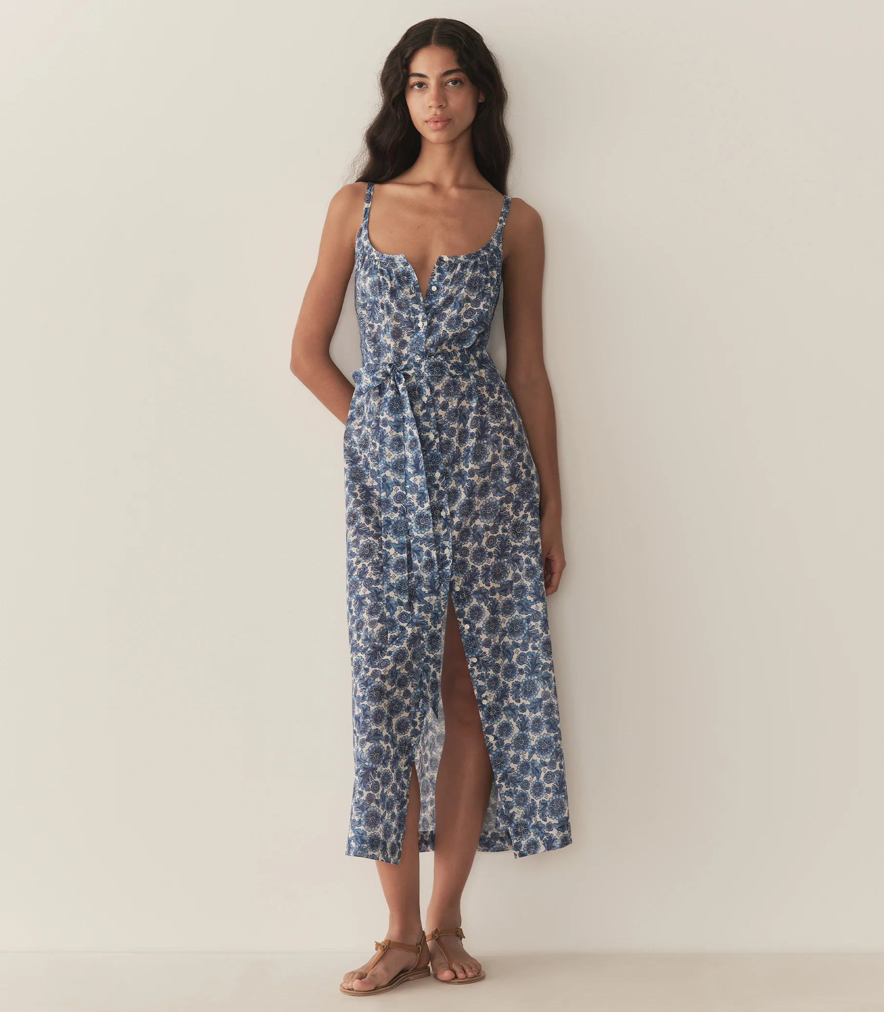Nevita Dress - Bleu Soleil Fleurit | DÔEN | DOEN