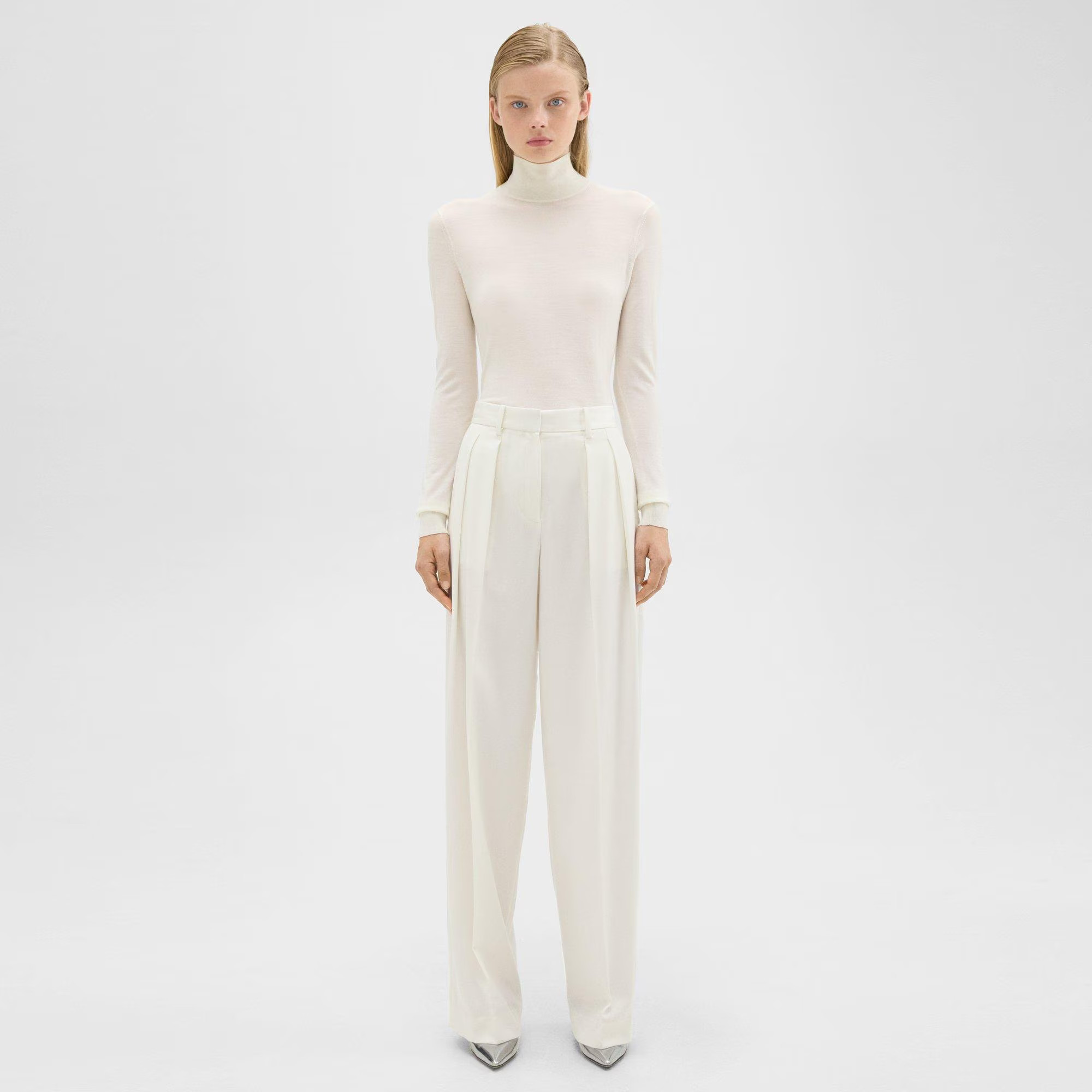 Sleek Flannel Double Pleat Pant | Theory | Theory UK