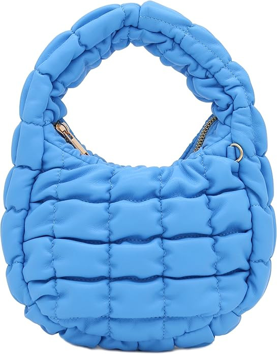 FashionPuzzle Mini Quilted Soft PU Leather Crescent Puffer Crossbody Evening Bag (S-Red): Handbag... | Amazon (US)