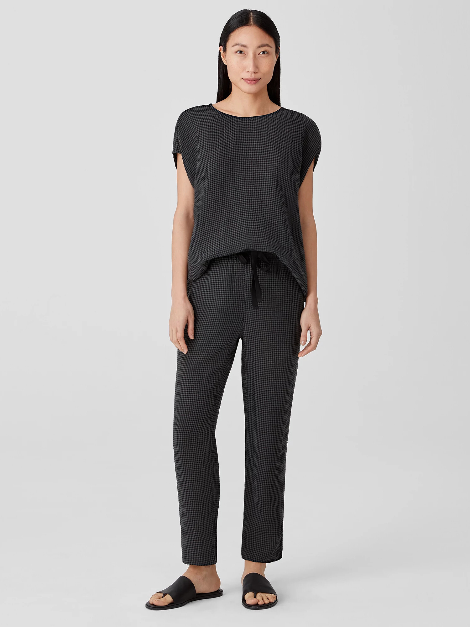 Puckered Organic Linen Tapered Pant | Eileen Fisher