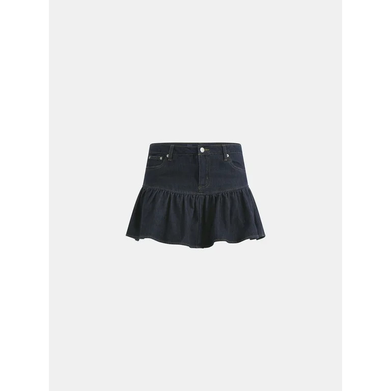No Boundaries Ruffle Yoke Mini Skirt, Women's | Walmart (US)