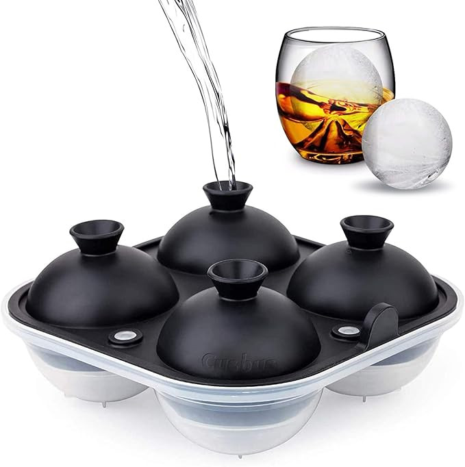 Cusbus Large Ice Cube Trays for Whiskey, 2.5" Flexible 4 Big Ice Balls Maker with Lids, BPA Free ... | Amazon (US)