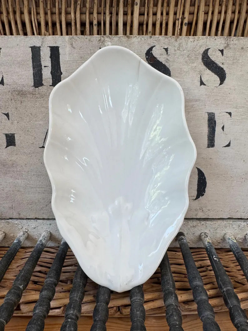 French Vintage White Ceramic Relish Dish – Shell Shaped Serving Bowl – Farmhouse Coastal Tabl... | Etsy (US)