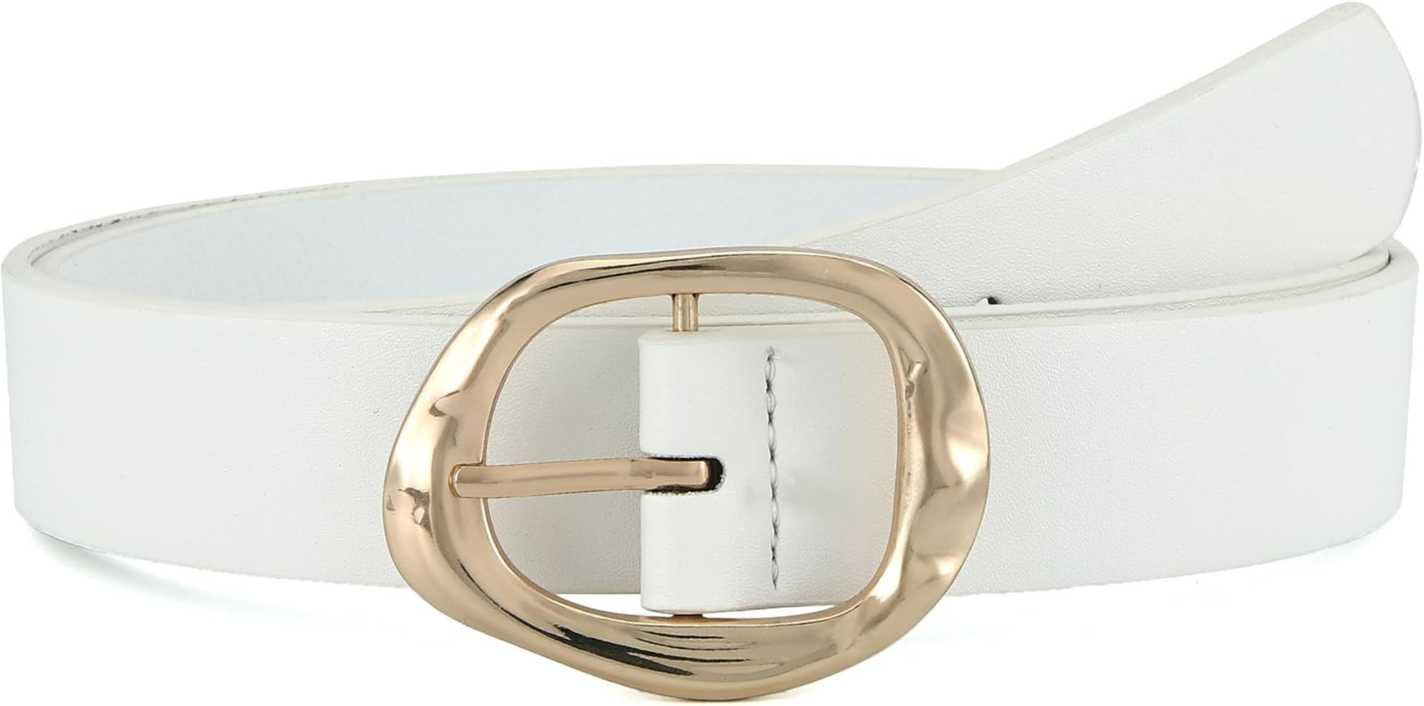 Earnda Leather Belts for Women Casual Fashion Waist Belt with Liquid Shapes Gold Buckle for Jeans... | Amazon (US)