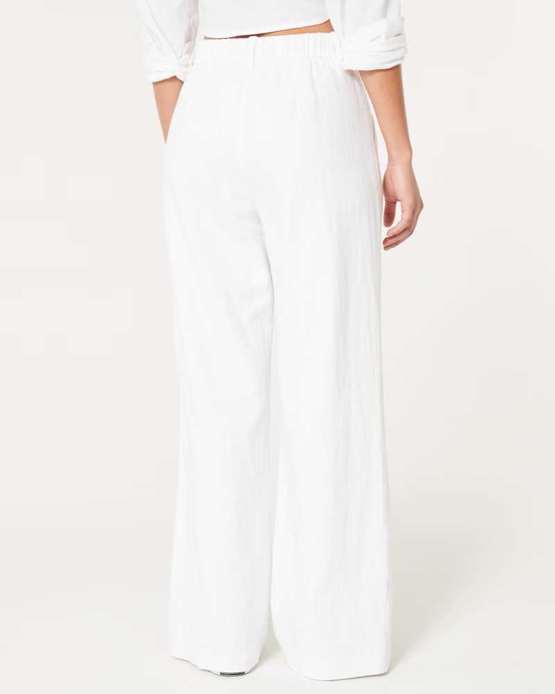 Hollister Livvy Ultra High-Rise Linen-Blend Wide-Leg Pants | Hollister (UK)