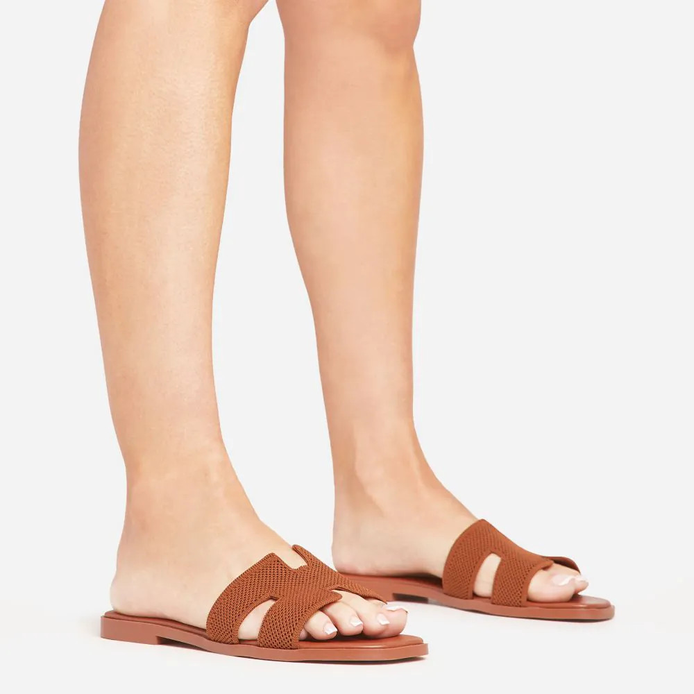 Sundance Caged Flat Slider Sandal In Tan Brown Woven | EGO (UK)