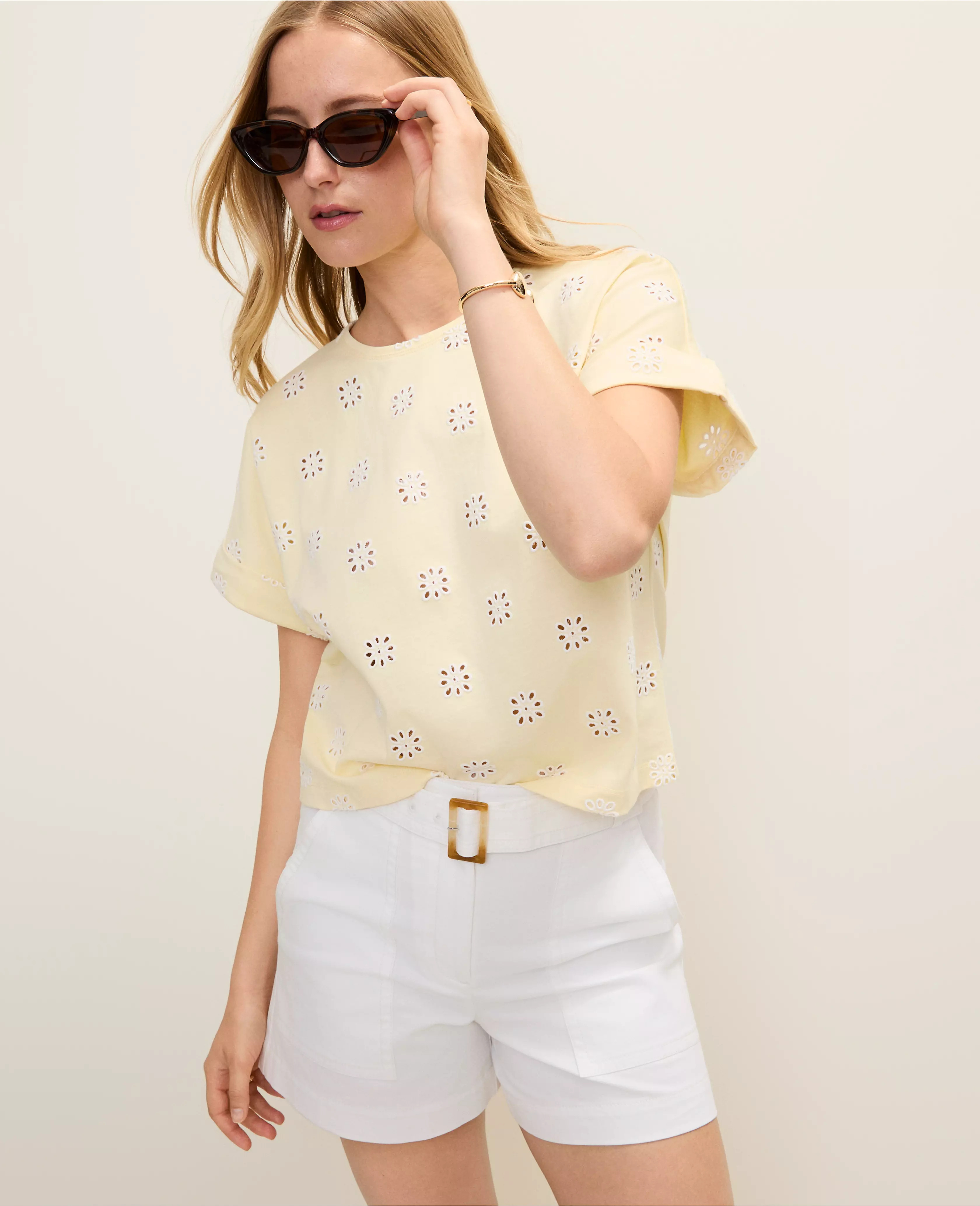 The link to Weekend Eyelet Crew Neck Top has been copied | Ann Taylor