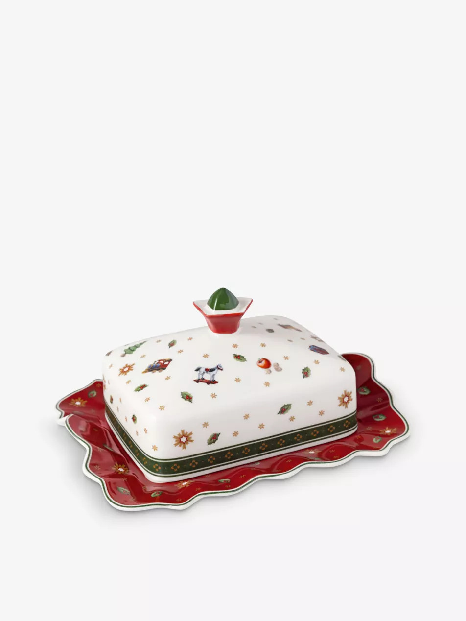 Christmas Toy's Delight porcelain butter dish 18.9cm x 15.9cm | Selfridges