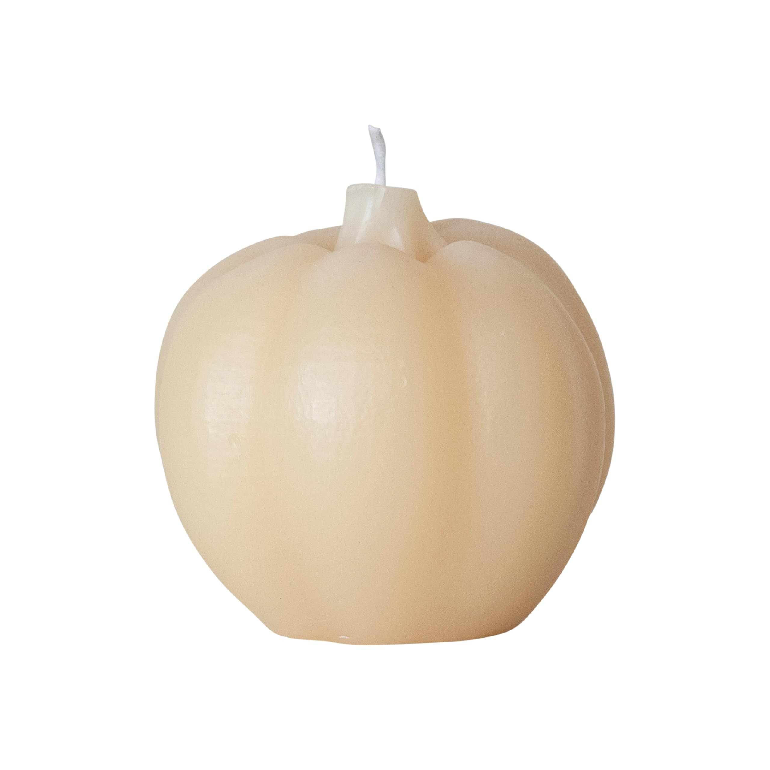 Creative Co-Op Organic Unscented Pumpkin Shaped Candle, Cream | Amazon (US)