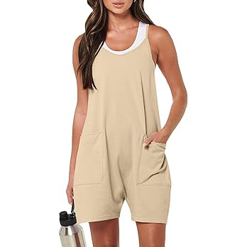 ANRABESS Womens Rompers Summer Casual Loose Sleeveless Overalls Spaghetti Strap Shorts Jumpsuit 2... | Amazon (US)