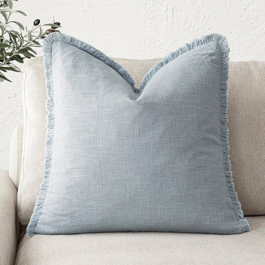 Foindtower Decorative Linen Fringe Throw Pillow Covers Cozy Boho Farmhouse Cushion Cover with Tas... | Amazon (US)