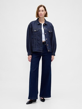 UltraSoft Oversized Balloon-Sleeve Icon Denim Jacket | Gap (CA)