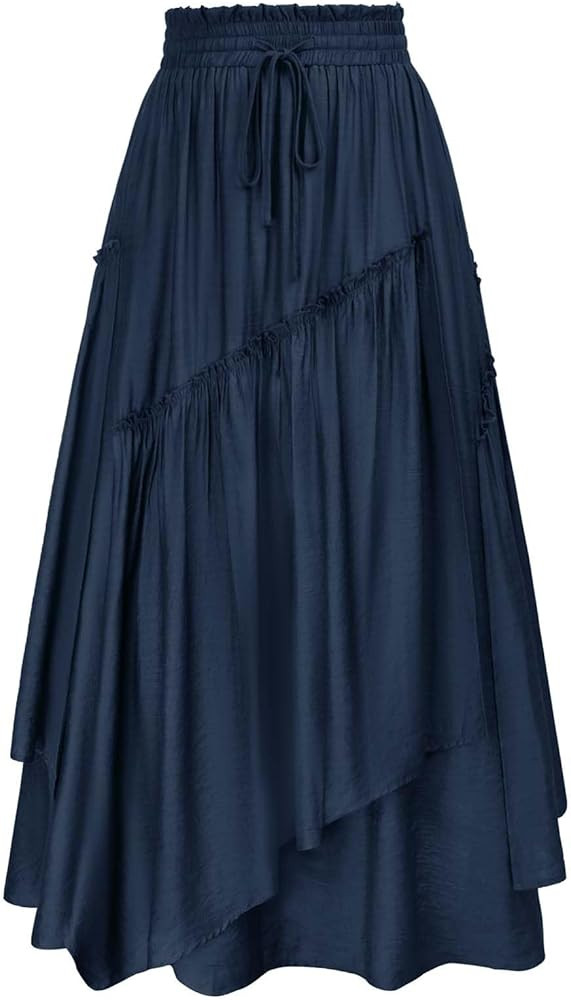 Scarlet Darkness Women Renaissance Layered Long Skirt Elastic High Waist Tiered Skirt with Pocket... | Amazon (US)