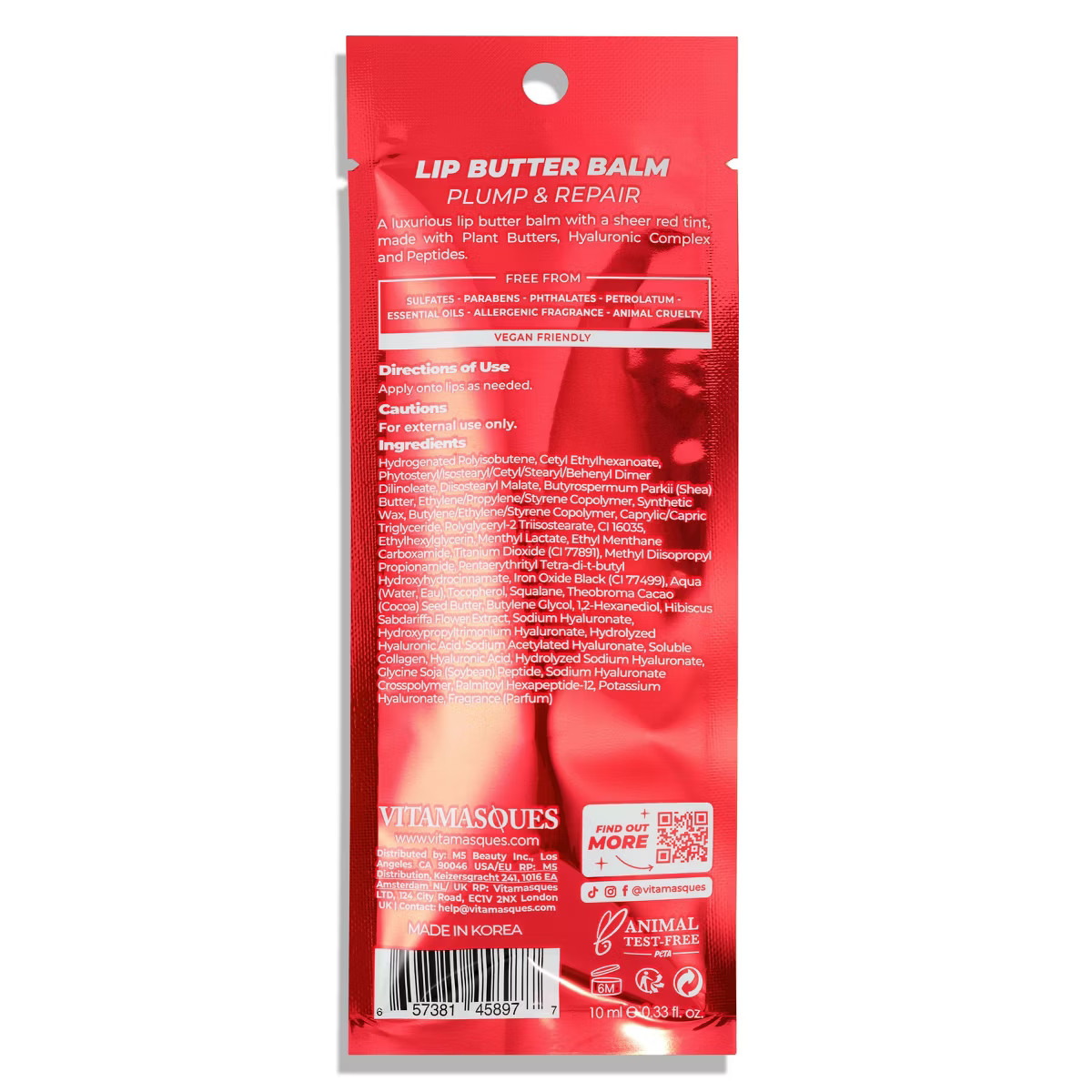 Vitamasques Stocking Stuffer - Candy Cane Lip Butter Balm - Plump & Repair | Target