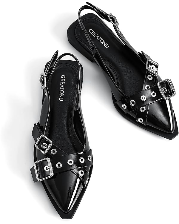 Greatonu Women's Slingback Mary Jane Flats Shoes | Amazon (US)
