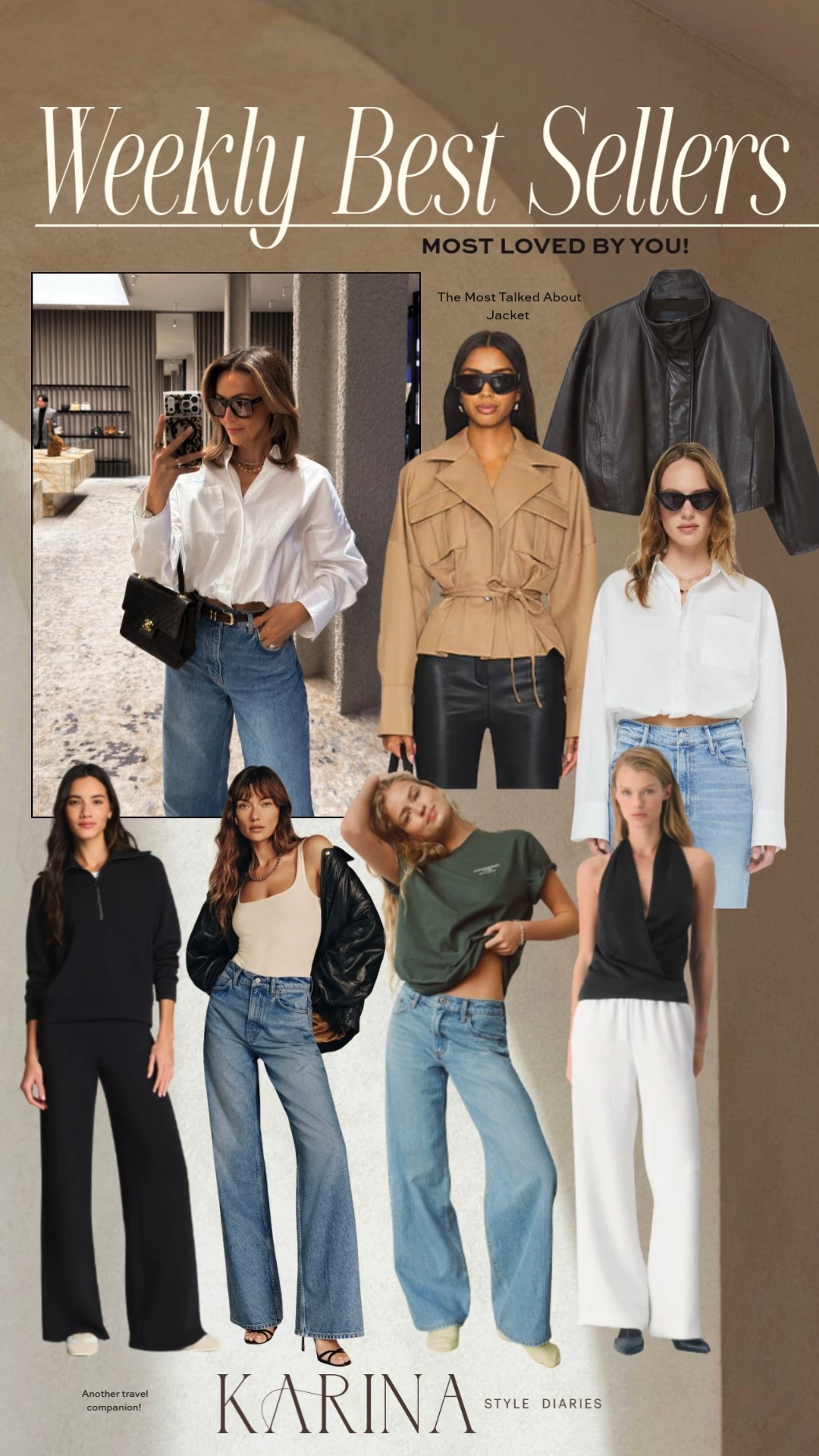 Weekly most loved items by you! We have a couple of jackets (adding a similar trench as option) the most loved leather jacket and jeans, two of my most worn wide leg pants to travel, elastic hem shirt! 

Pants small, 25, xs trench 

#LTKSeasonal #LTKOver40 #LTKootd