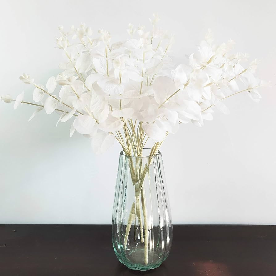 NOLAST 19" Faux Eucalyptus Leaves Stems Fake Silver Dollar Eucalyptus Leaves Branches Artificial... | Amazon (US)