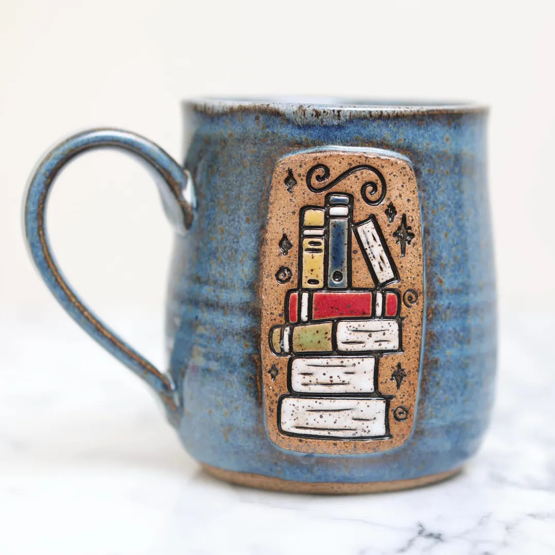 Coffee Mug, Book Themed Ceramic Handmade Cup, Gift for Reader - Etsy | Etsy (US)